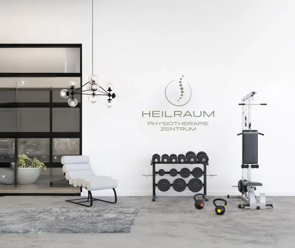 Praxisinterieur mit sichtbar platziertem Logo