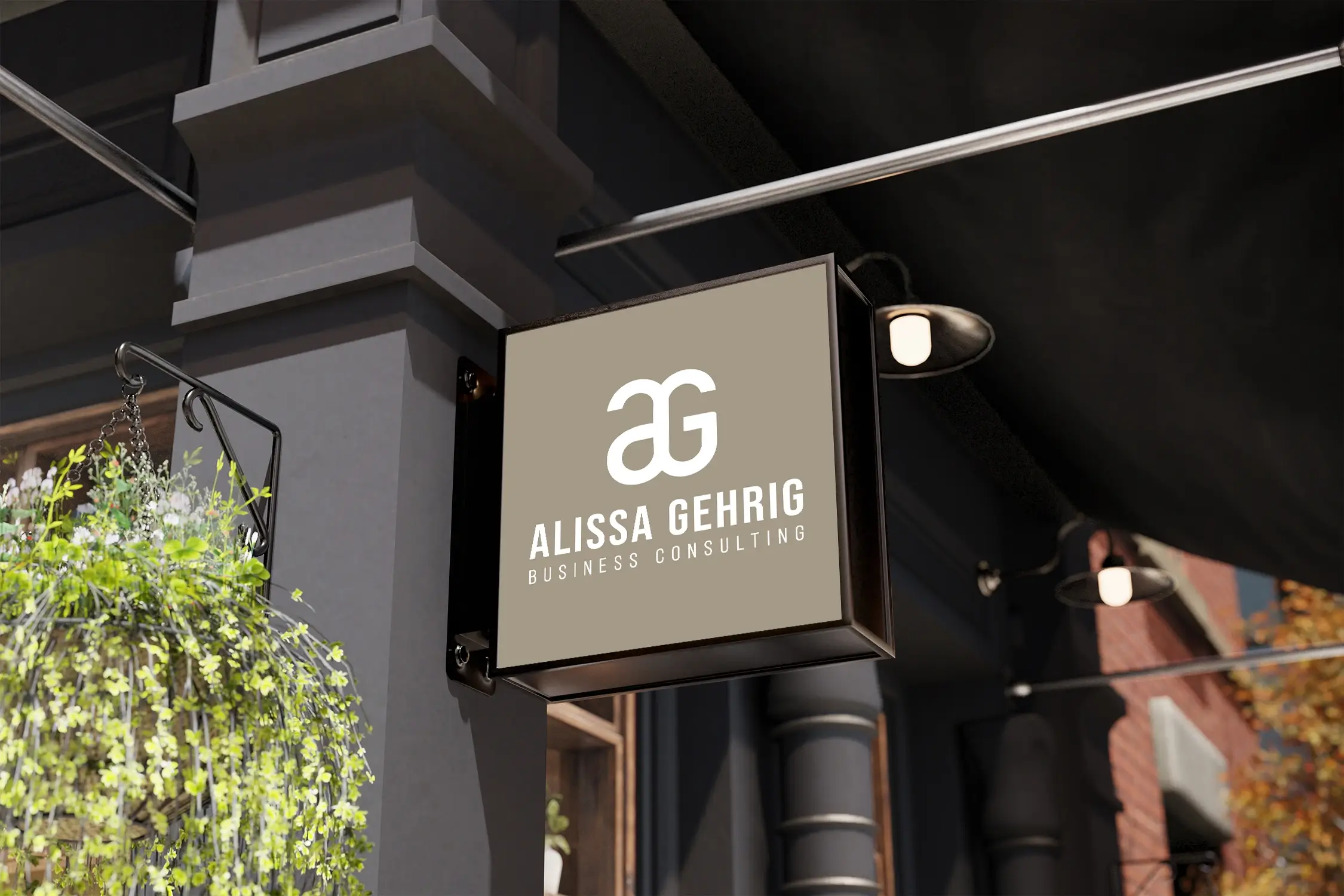 Außenbeschilderung mit Logo im Corporate Design von Alissa Gehrig Business Consulting